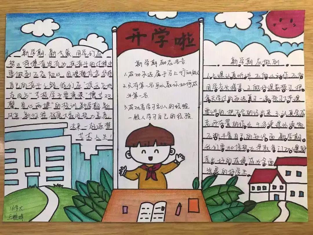 小学开学啦手抄报怎么画-图1