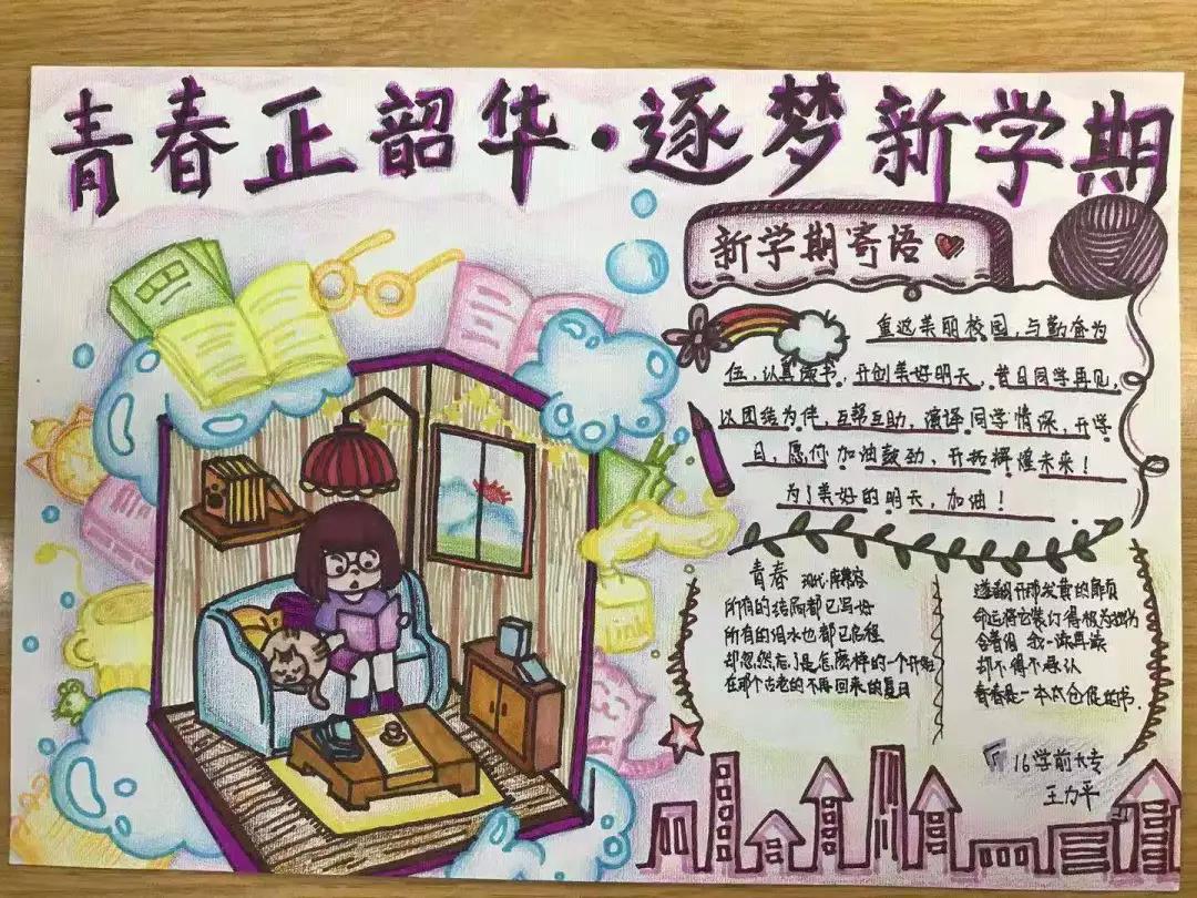 青春韶华开学主题手抄报-图2