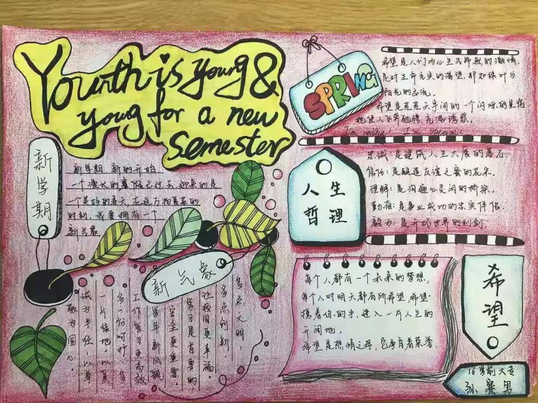 青春正韶华逐梦新学期手抄报图片-图3