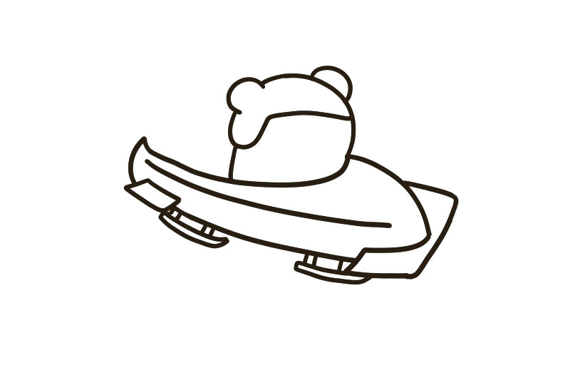 冰墩墩版冬奥会项目雪车简笔画教程-图2