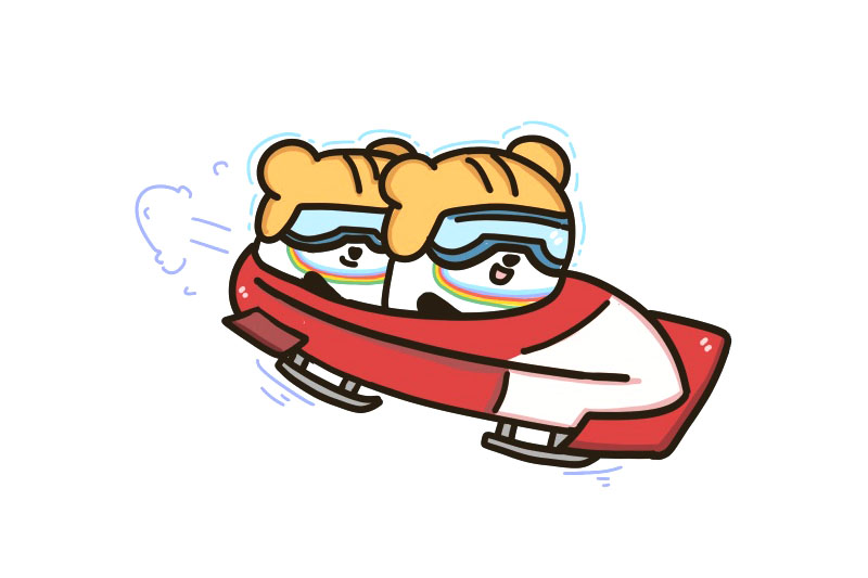 冰墩墩版冬奥会项目雪车简笔画教程