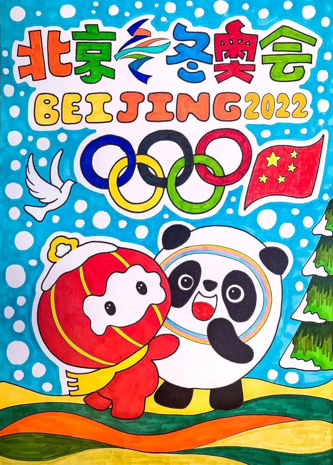 虎宝相约冬奥会儿童手绘画-图3