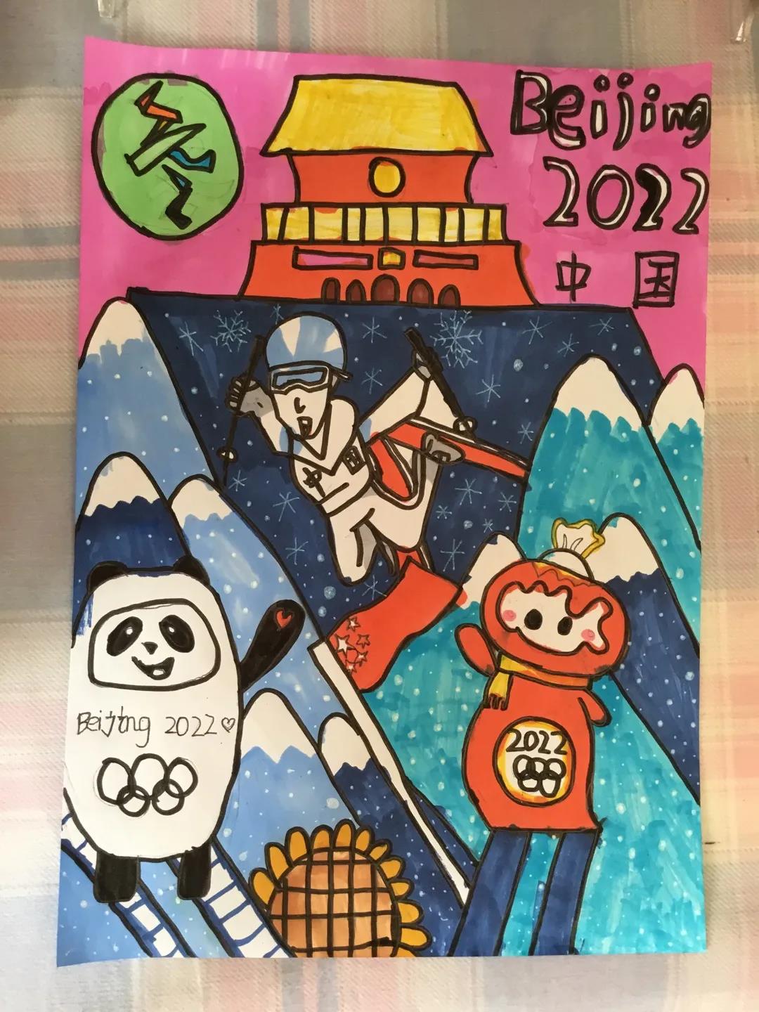 冰墩墩雪容融儿童画图片-图8