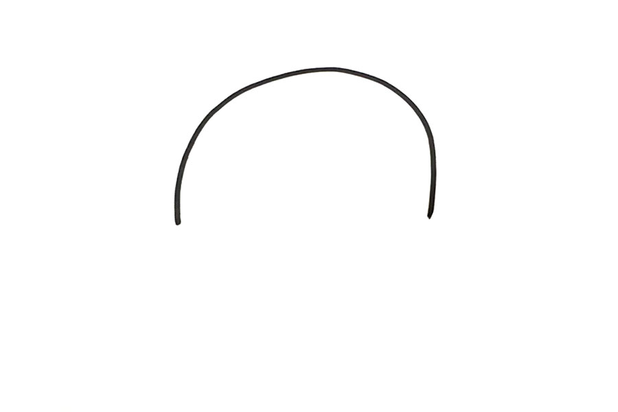 步骤1：冰墩墩非常的可爱，但实在是买不到  今天只能来画出一只了。  我们从他的身体开始画起，  先用弧线画出身体的上半部分