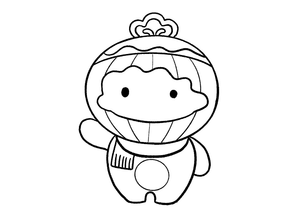 步骤8：再在头部和肚肚处添加弧线和圆圈等细节，雪容融就画出来了，是不是很简单？