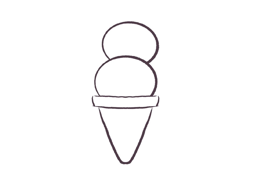 步骤2：画两个椭圆上面的圆稍微小点。