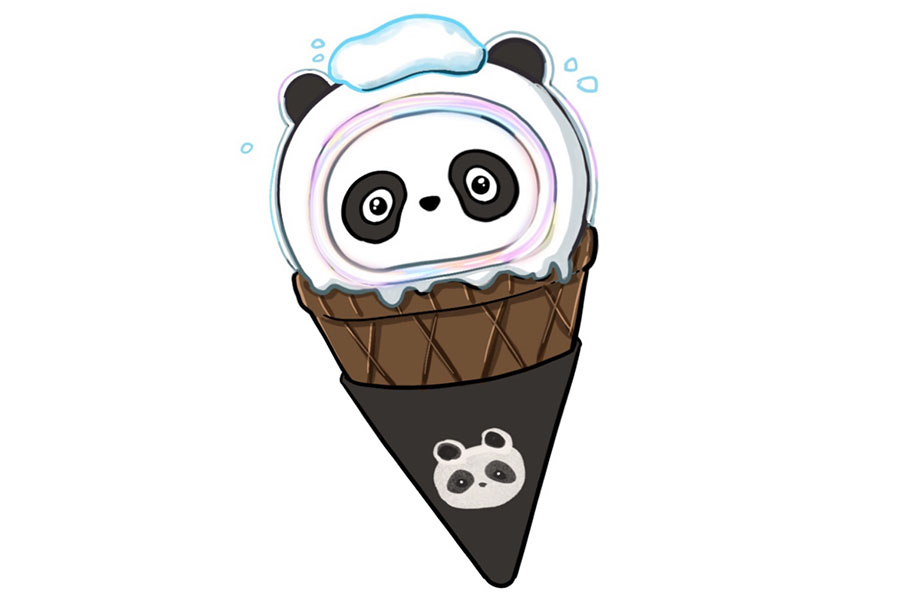 冰墩墩雪容融冰淇淋简笔画图片-图1
