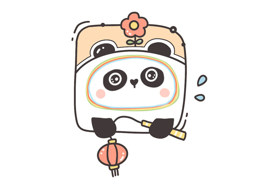 可爱冰墩墩的九宫格自拍照-图1