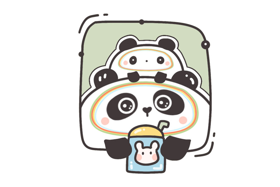 可爱冰墩墩的九宫格自拍照-图3