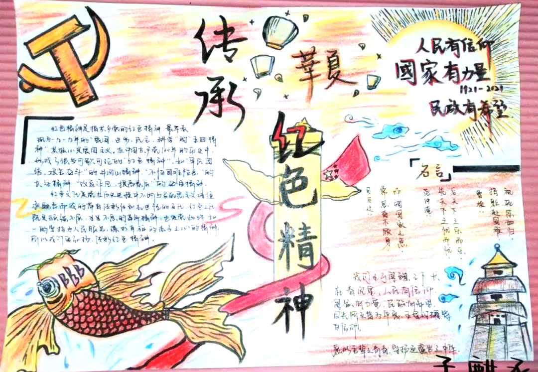 “传承红色基因，歌颂英雄人物”主题手抄报-图4