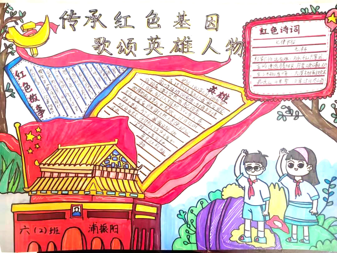 “传承红色基因，歌颂英雄人物”主题手抄报-图7