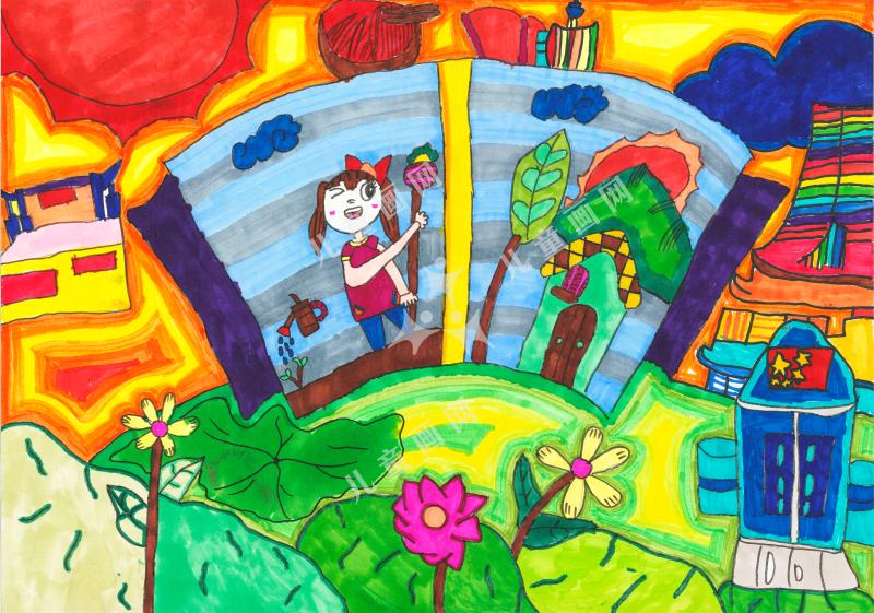 祥和的祖国儿童画画