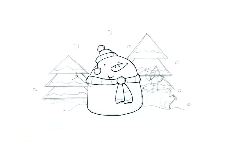 2022雪人的故事简笔画绘画教程-图1