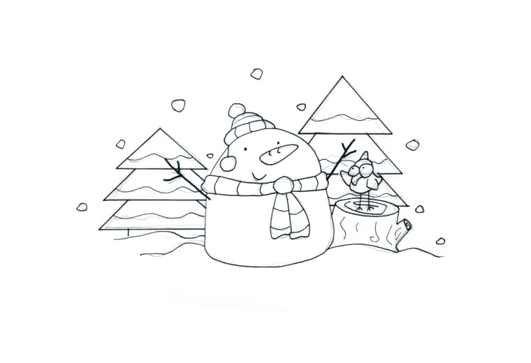 2022雪人的故事简笔画绘画教程-图3