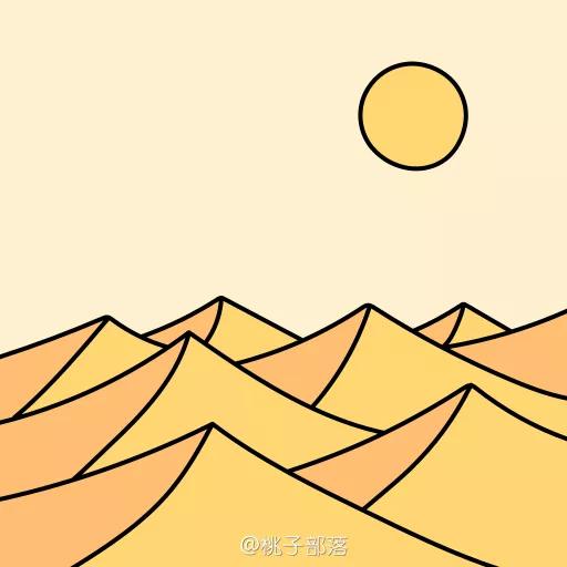 沙漠风景简笔画欣赏（5张）-图1