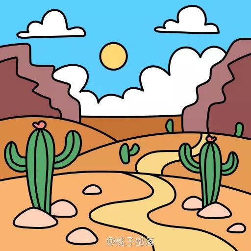 沙漠风景简笔画欣赏（5张）-图3