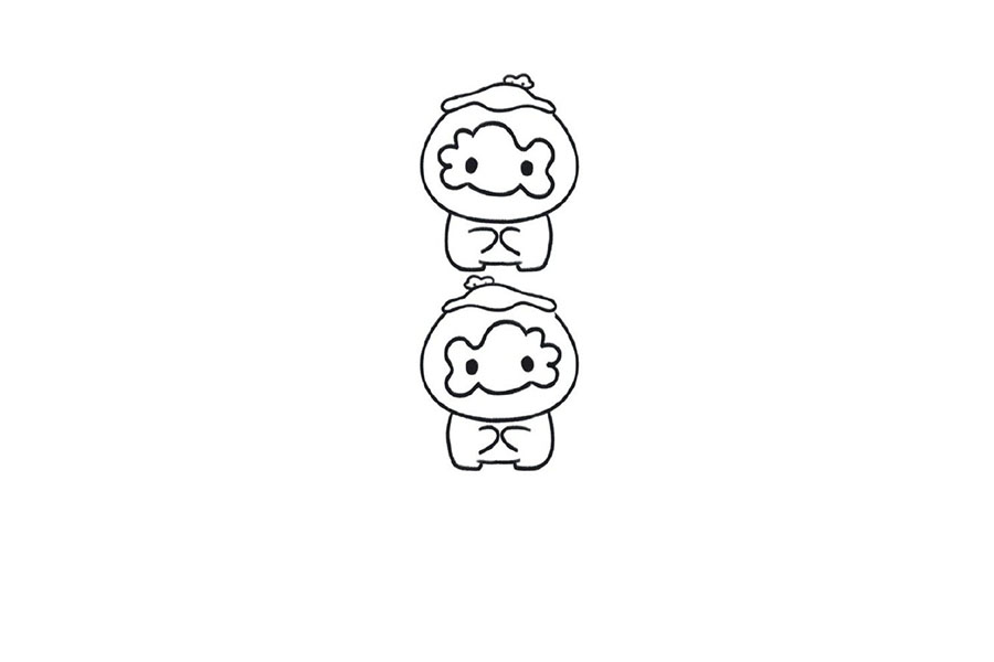 步骤4：同样方法下面再画一只可以换个表情。