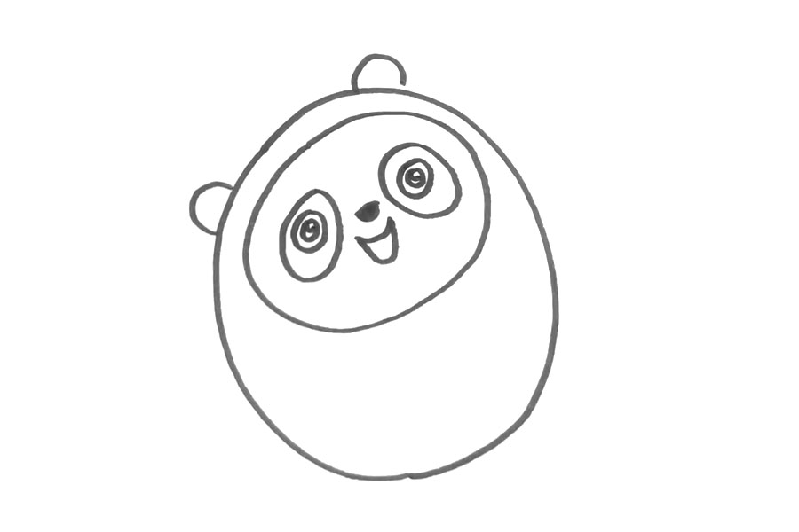 举着火炬的冰墩墩简笔画画法步骤-图2