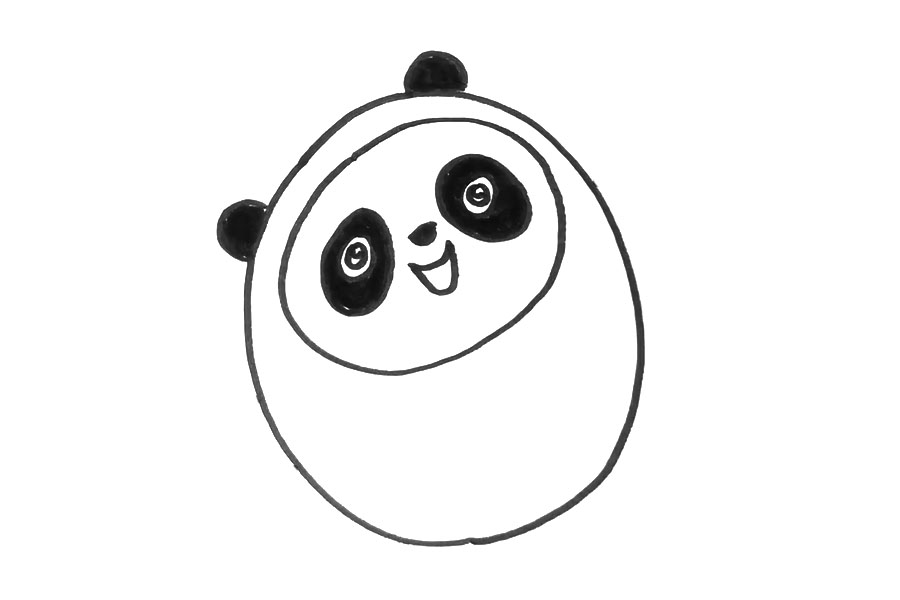 举着火炬的冰墩墩简笔画画法步骤-图3