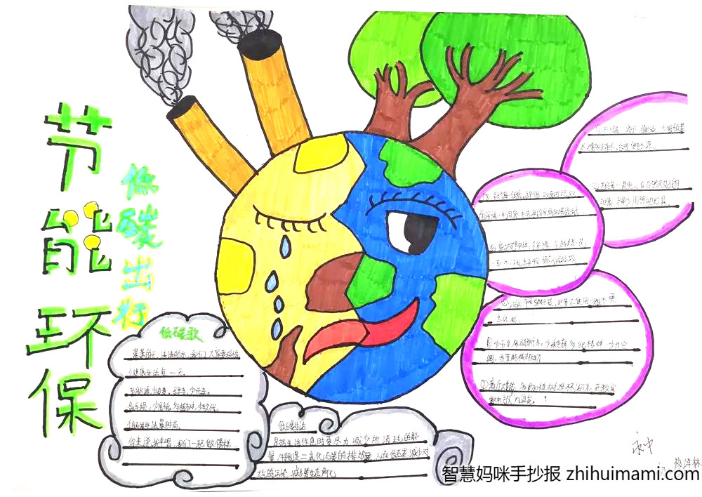 节能低碳主题手抄报简单又漂亮-图2
