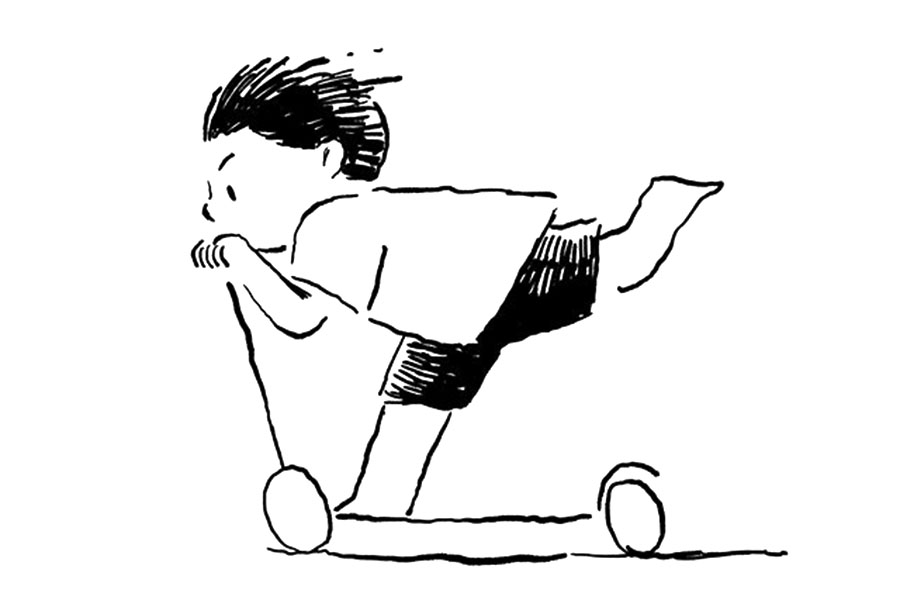 小男孩和滑板车简笔画图片-图2