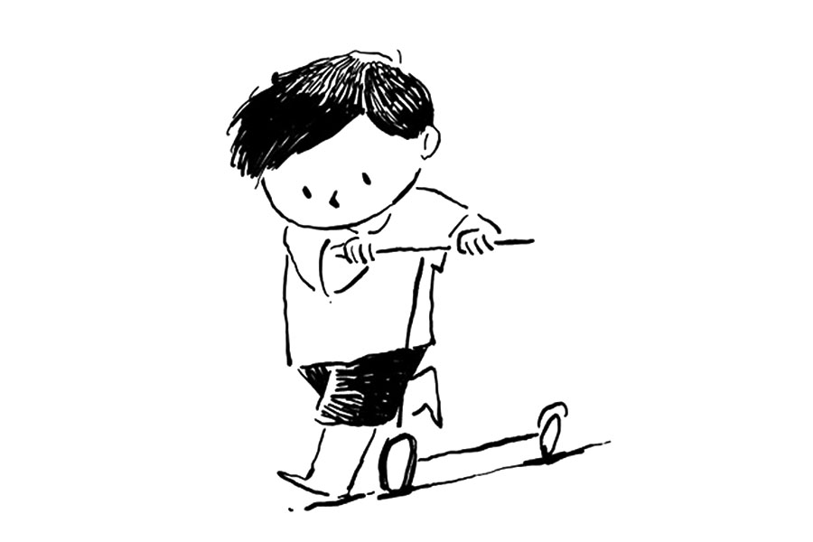 小男孩和滑板车简笔画图片-图7