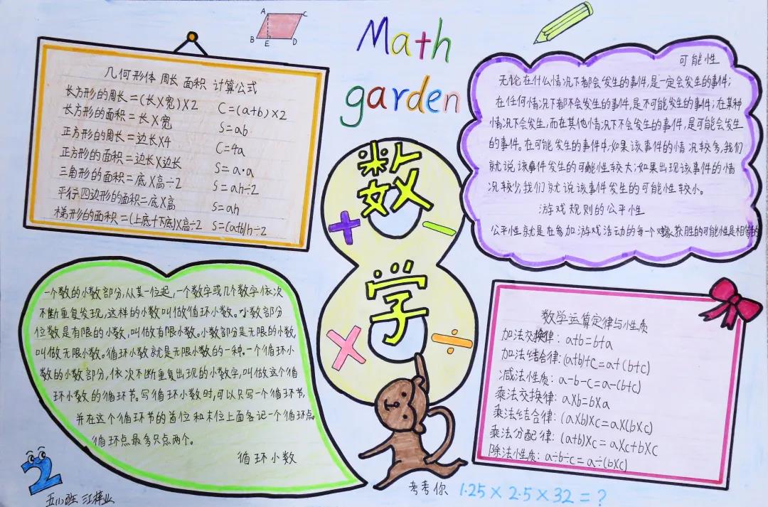 小学五年级数学小报-图1