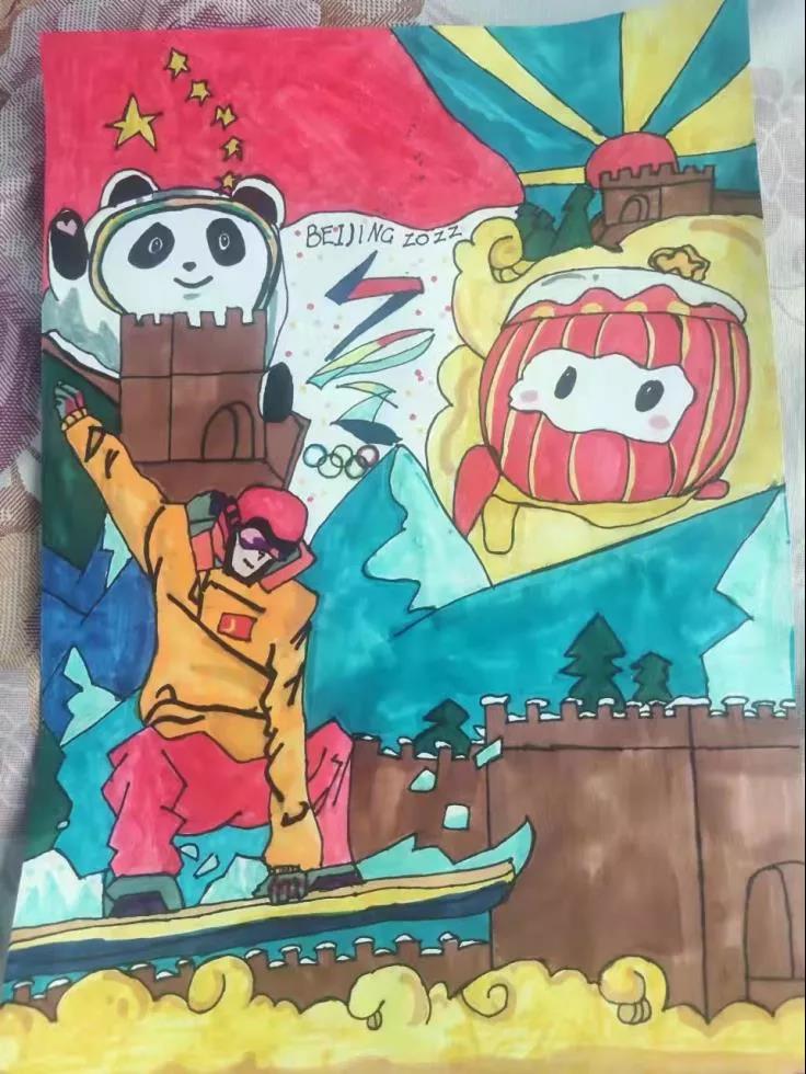 助力冬奥中国加油儿童画-图1