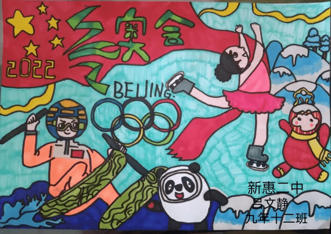 为冬奥助力为祖国加油儿童画-图3