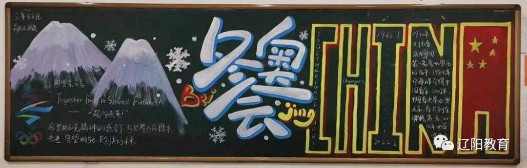 “迎接冬奥会，一起向未来”主题黑板报-图1