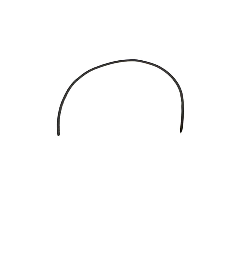 步骤1：首先画一个半椭圆形做头部上半部分