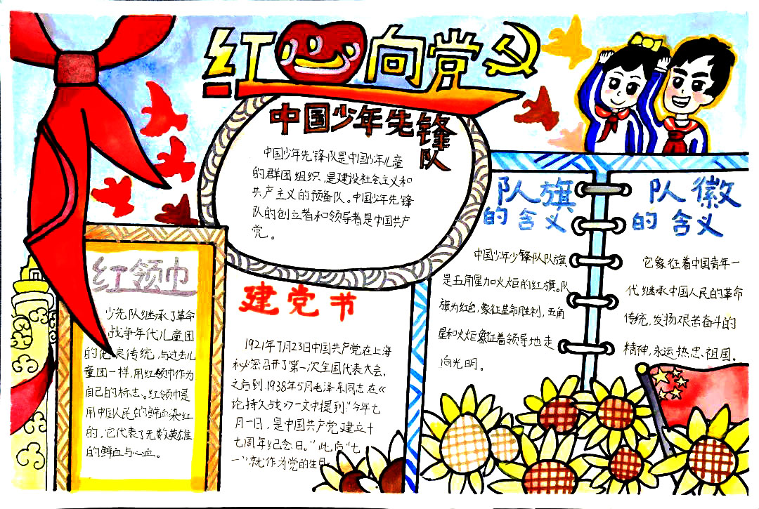 童心颂党恩主题手抄报一等奖-图1