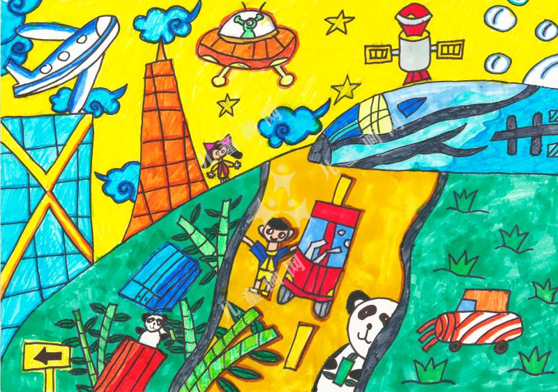 儿童画作品我的家