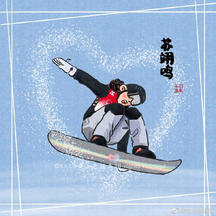 中国队滑雪项目简笔画图片合辑-图10