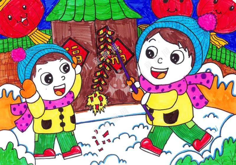 过年儿童绘画欣赏