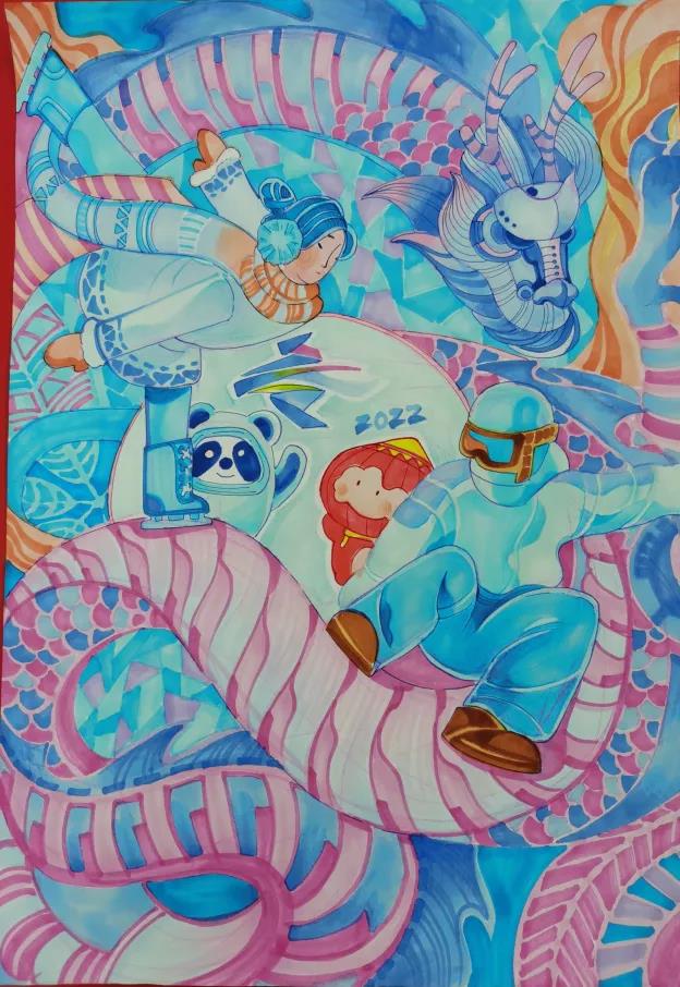 童心迎冬奥主题绘画-图1