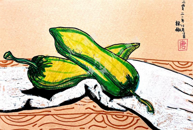 写生辣椒儿童画