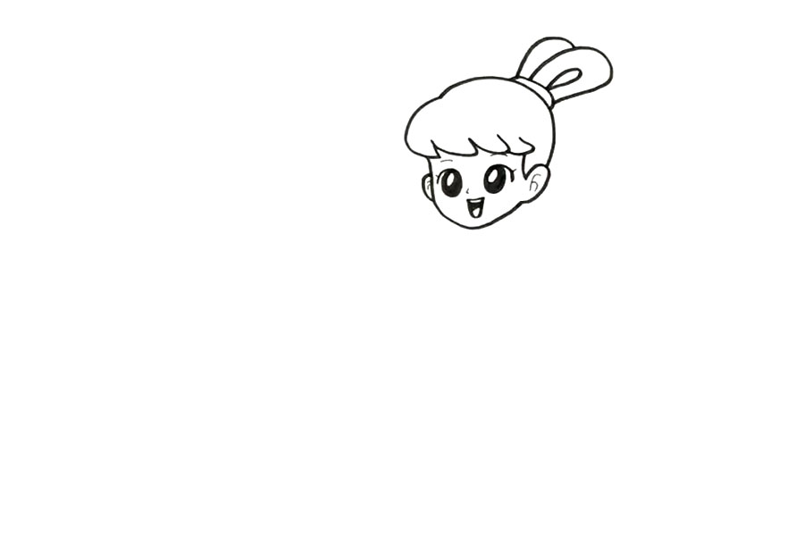 步骤1：这幅古诗配画中有两个人物，  我们先画出江边的女子。