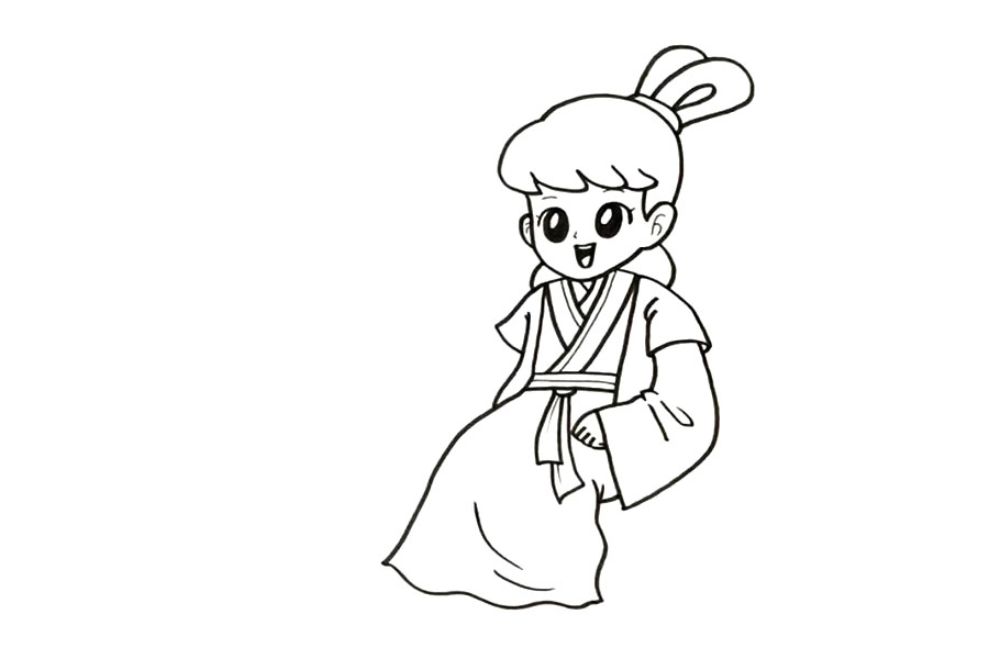 步骤4：衣服上要画出更多的细节和褶皱。