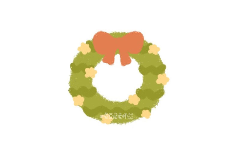 简单圣诞花环怎么画-图3