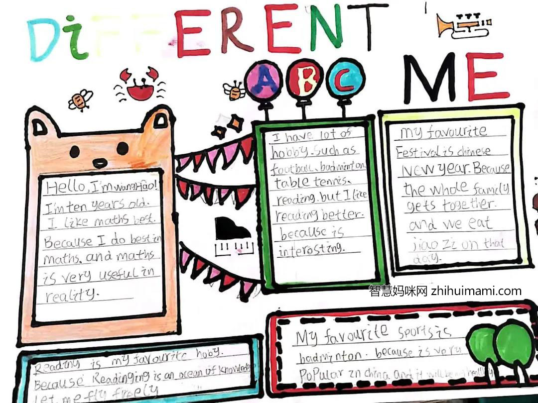 “Different Me 不一样的我”主题英语手抄报-图1