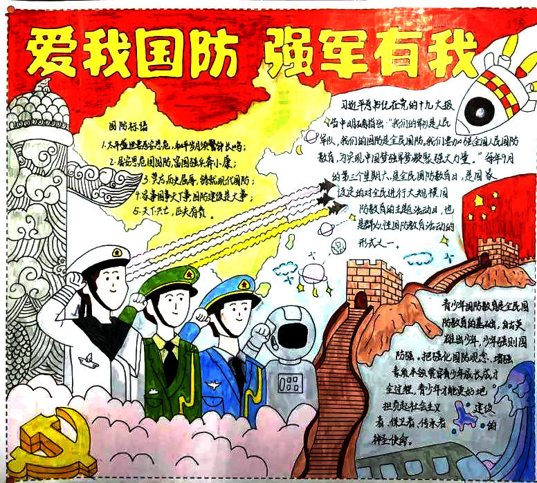 7张漂亮的“爱我国防 强军有我”手抄报优秀作品-图6