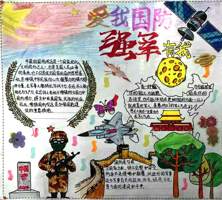 爱我国防强军有我手抄报三年级一等奖-图3