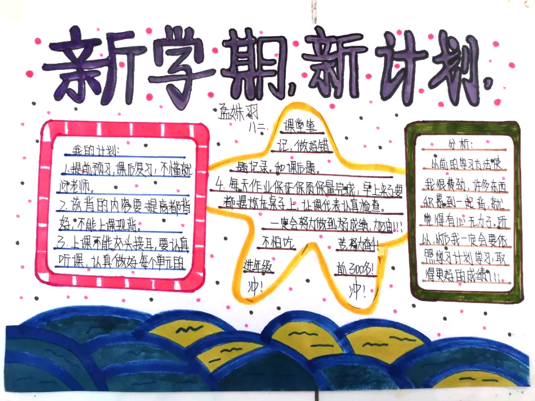 新学期新目标手抄报漂亮好画-图9
