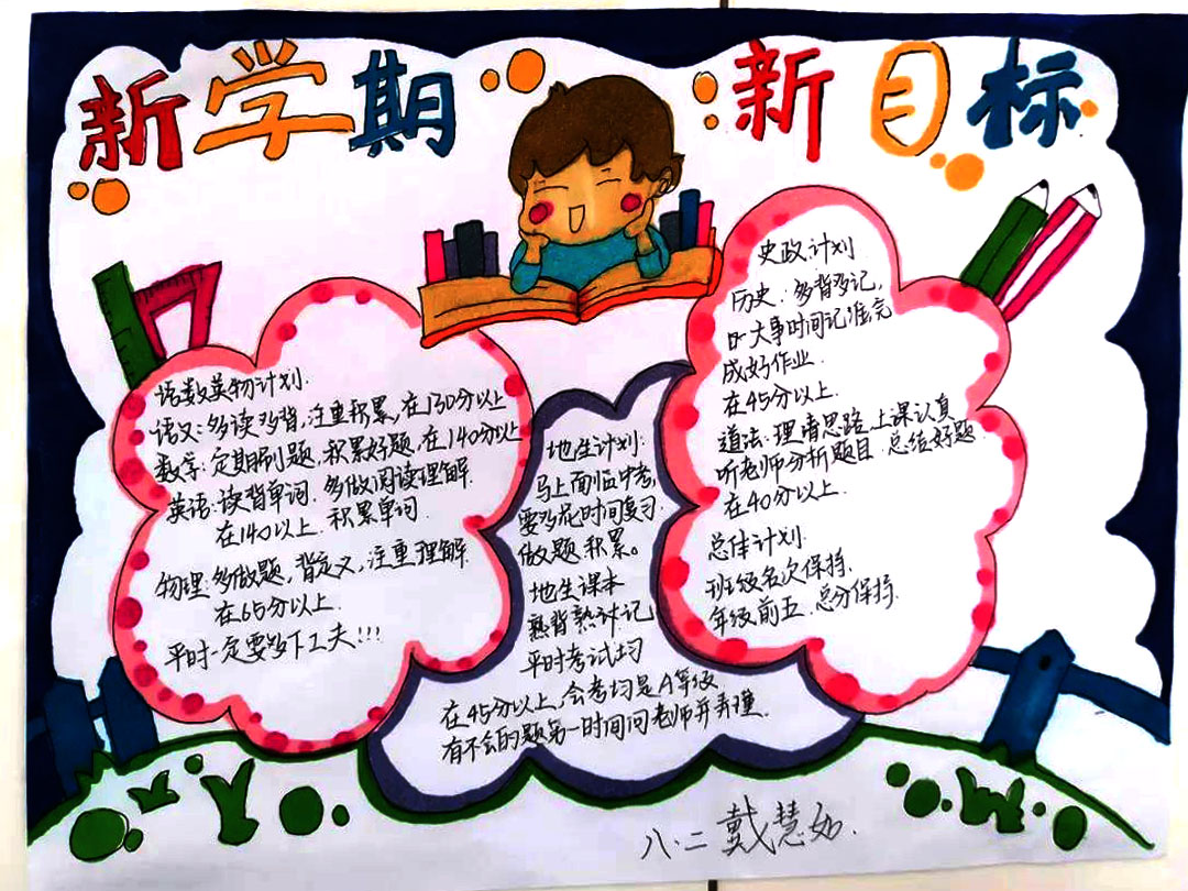新学期新目标手抄报漂亮好画