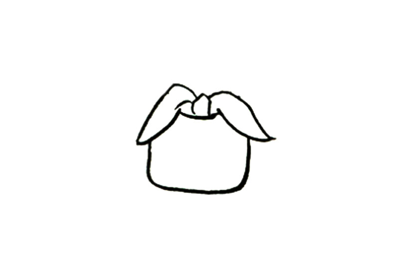 步骤2：画出蝴蝶结轮廓。