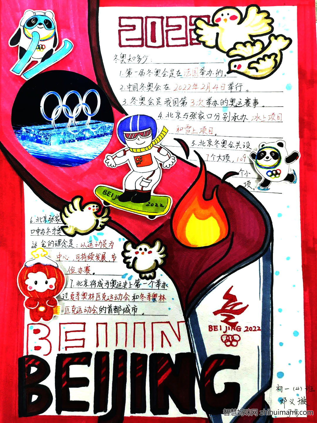 激扬青春助力冬奥主题手抄报一等奖作品6张-图2