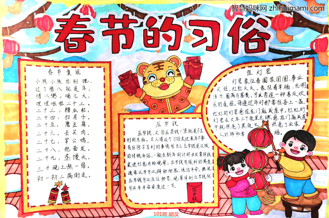 2022春节年味手抄报绘画一等奖（9张）-图2