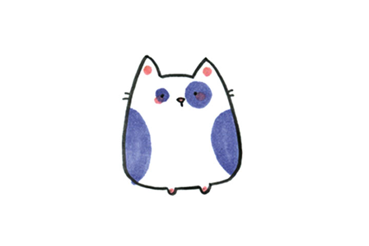 斑点猫简笔画画法