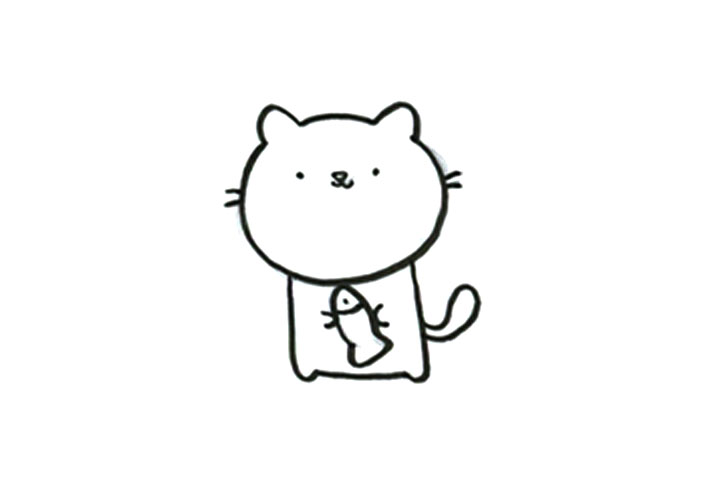 步骤3：画出表情和胡须。